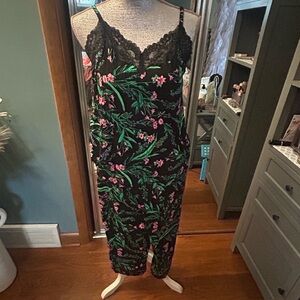 Floral Lace Trim Sleepwear Set